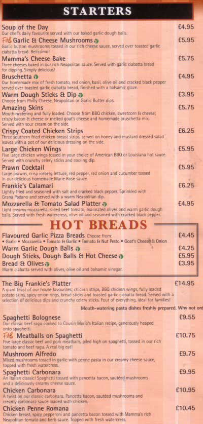 Chester Restaurant Guide - Frankie and Benny's 2